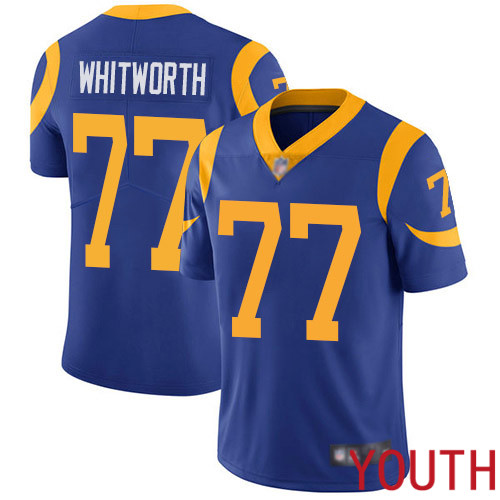 Los Angeles Rams Limited Royal Blue Youth Andrew Whitworth Alternate Jersey NFL Football #77 Vapor Untouchable->youth nfl jersey->Youth Jersey
